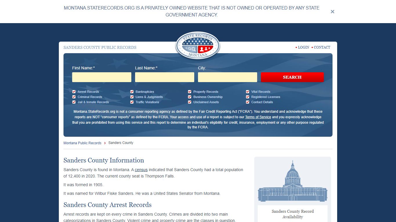 Sanders County Arrest, Court, and Public Records | StateRecords.org